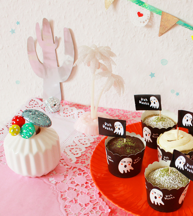 Vegane Matcha-Cupcakes für die Halloweenparty