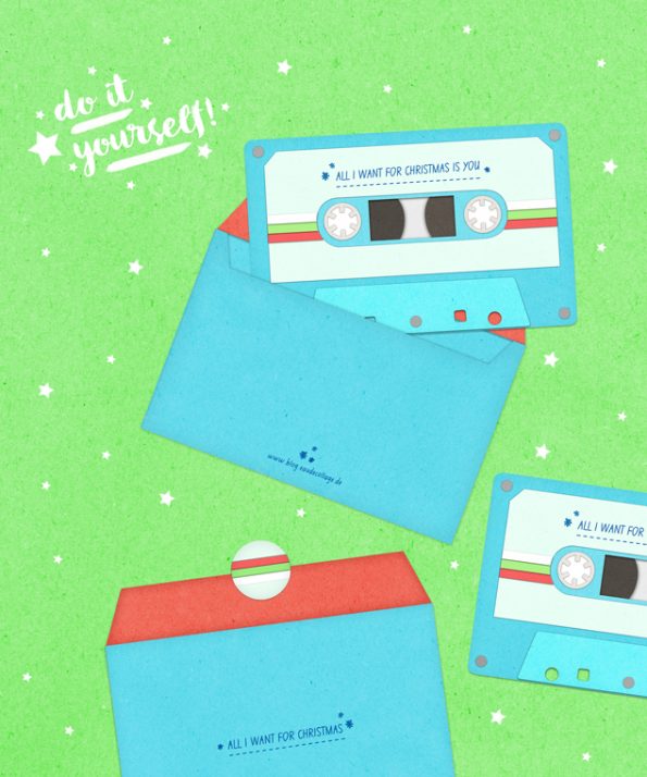 DIY Weihnachtskarte Retro-Kassette
