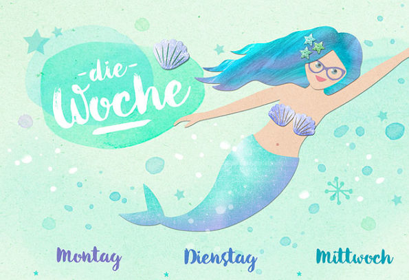 DIY Wochenplan Vorlage zum Ausdrucken / Meerjungfrau Free Printable
