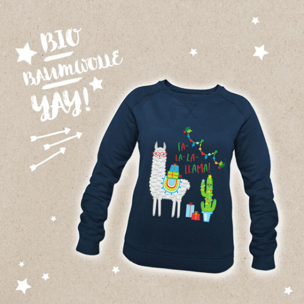 Fa-la-la-Llama Sweatshirt aus Biobaumwolle mit Lama-Illustration