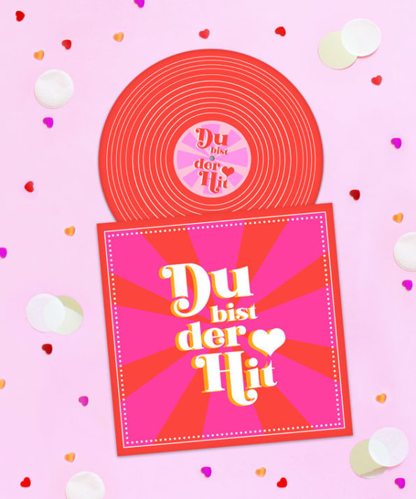 DIY Schallplatten-Karte basteln als Liebesbrief zum Valentinstag