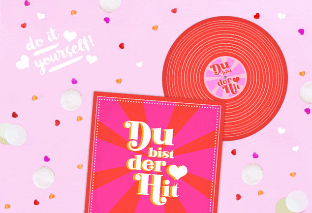 DIY Schallplatten-Karte basteln als Liebesbrief zum Valentinstag