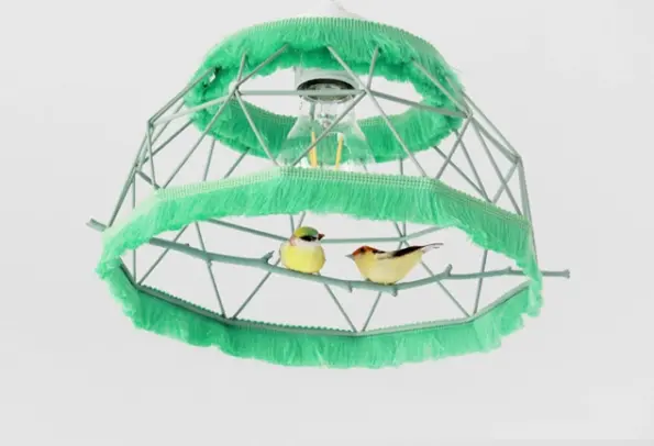 DIY Vogelkäfiglampe in Mintgrün mit Fransen
